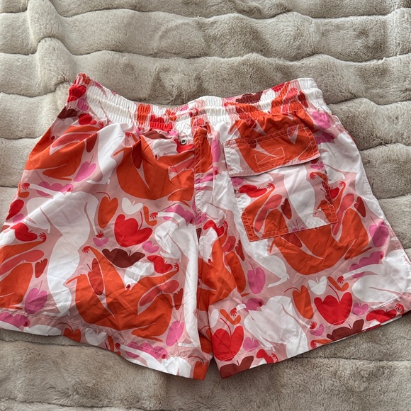 Men's Swim Trunks - Vibrant Orange and Pink - Picture 3 of 6
